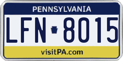 PA license plate LFN8015