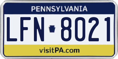 PA license plate LFN8021