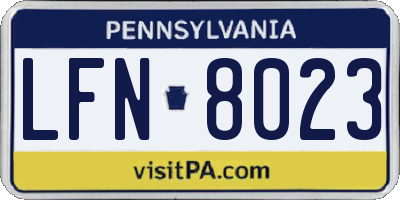 PA license plate LFN8023