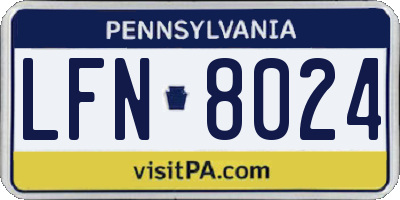 PA license plate LFN8024