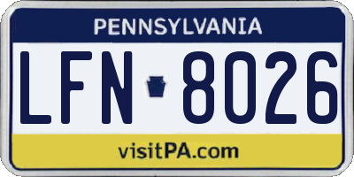 PA license plate LFN8026