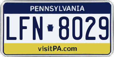 PA license plate LFN8029