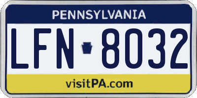 PA license plate LFN8032