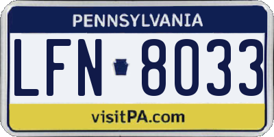 PA license plate LFN8033