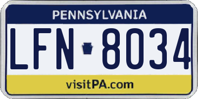 PA license plate LFN8034