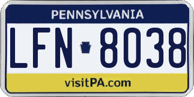 PA license plate LFN8038