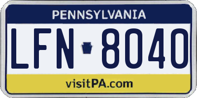 PA license plate LFN8040