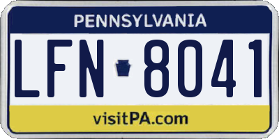 PA license plate LFN8041