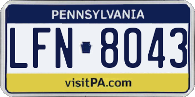 PA license plate LFN8043
