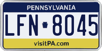 PA license plate LFN8045