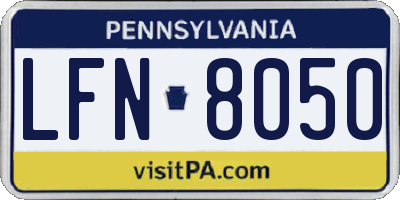 PA license plate LFN8050