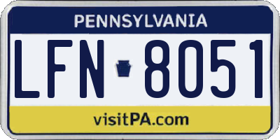 PA license plate LFN8051