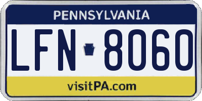 PA license plate LFN8060