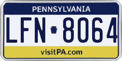 PA license plate LFN8064