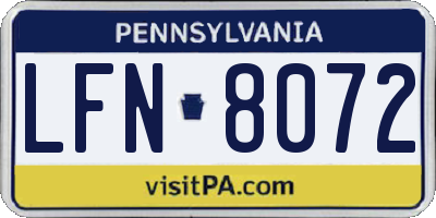 PA license plate LFN8072