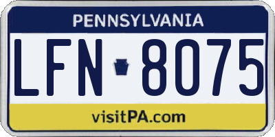 PA license plate LFN8075