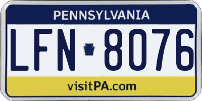 PA license plate LFN8076