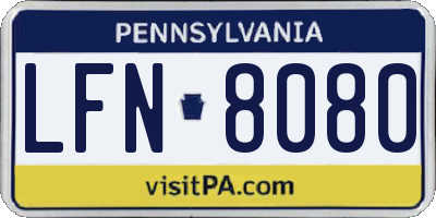 PA license plate LFN8080