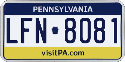PA license plate LFN8081