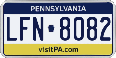 PA license plate LFN8082