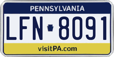 PA license plate LFN8091
