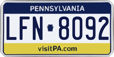 PA license plate LFN8092