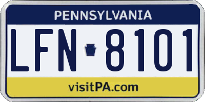 PA license plate LFN8101