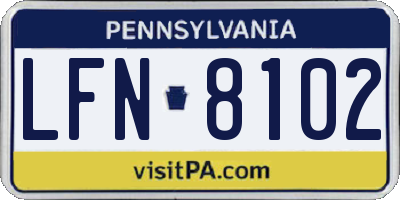 PA license plate LFN8102