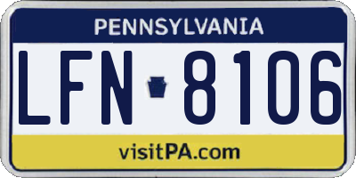 PA license plate LFN8106