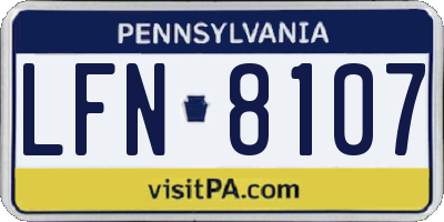 PA license plate LFN8107