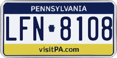 PA license plate LFN8108