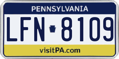 PA license plate LFN8109