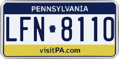 PA license plate LFN8110