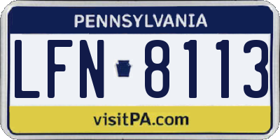 PA license plate LFN8113