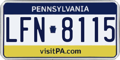 PA license plate LFN8115