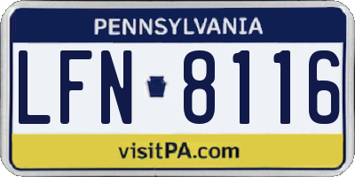PA license plate LFN8116