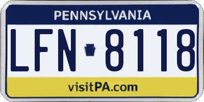PA license plate LFN8118