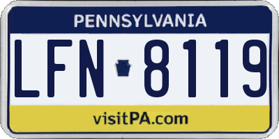 PA license plate LFN8119