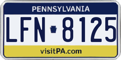 PA license plate LFN8125