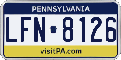 PA license plate LFN8126