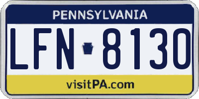 PA license plate LFN8130