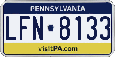PA license plate LFN8133