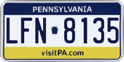 PA license plate LFN8135