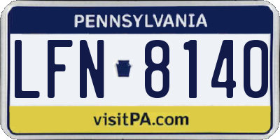 PA license plate LFN8140