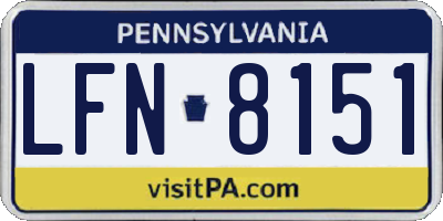 PA license plate LFN8151