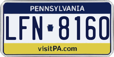 PA license plate LFN8160