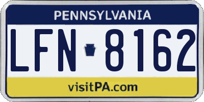 PA license plate LFN8162