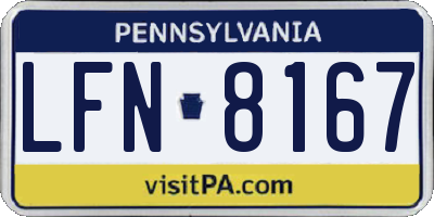 PA license plate LFN8167
