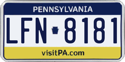 PA license plate LFN8181