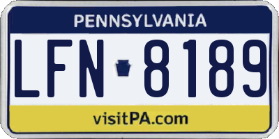 PA license plate LFN8189
